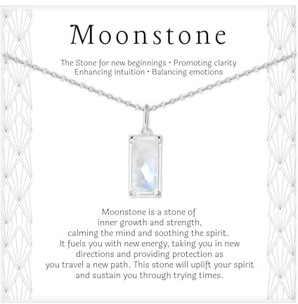 HOPE LOVE SHINE New Beginnings Rainbow Moonstone Sterling Silver Necklace for Women - Meaningful Jewelry