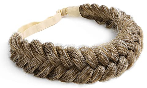 TOECWEGR Expansions, hårband, flätat, klassisk, tjock och bred, pläterad, bröllop, fluffiga flätor, peruk kvinnor, flicka, skönhetstillbehör (marsstekt)