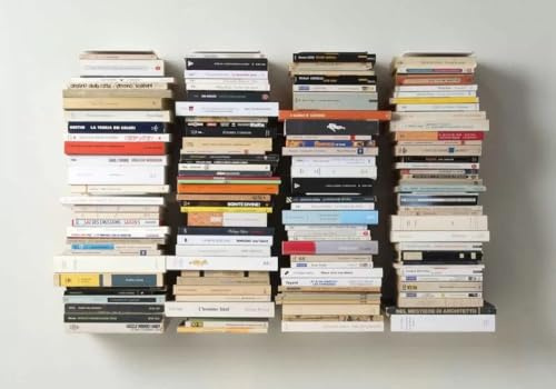 TEEbooks – 4 Vertikale Schwebende Bücherregale 60 cm | Unsichtbare Wandregale aus Metall Weiß | Design Bücher Wandregal Made in Italy | Einfache Montage