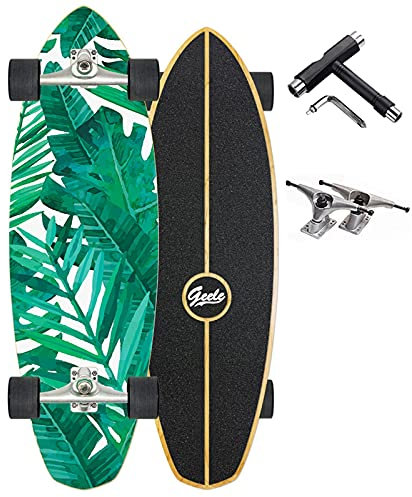Skateboard Deck Longboard Cruiser Skateboard Erwachsene AnfäNger 32 Zoll Special Edition Komplettboard inkl. T-Tool, mit High Speed ABEC-11 Kugellagern, Drop-Through Freeride Skaten Cruiser Boards,B