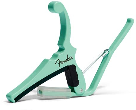 Kyser Musical Products Fender X Quick-Change Electric Guitar Capo, KGEFSGA, Surf Green - For Electric Guitars, Collaboration with Fender, Made in USA, Quality, Strong, Lightweight, Quick