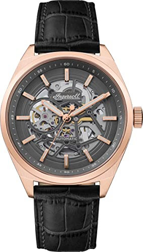 Ingersoll 1892 Automatikuhr The Shelby für Herren mit grauem Zifferblatt und schwarzem Lederarmband I12002
