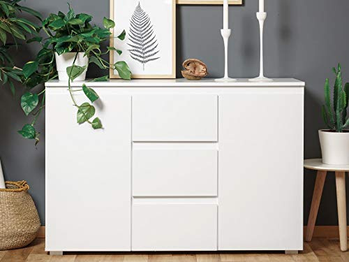 möbelando Kommode Beistellschrank Sideboard Anrichte Standschrank Schrank Ravenna III Weiß matt