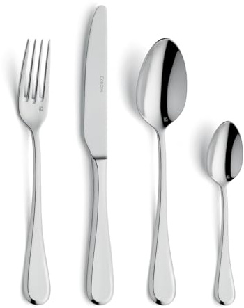 COUZON - Ménagère 48 couverts de table pour 12 personnes - Dunes - Acier inoxydable 18/10, Finition Miroir, Epaisseur 3 mm - Inox