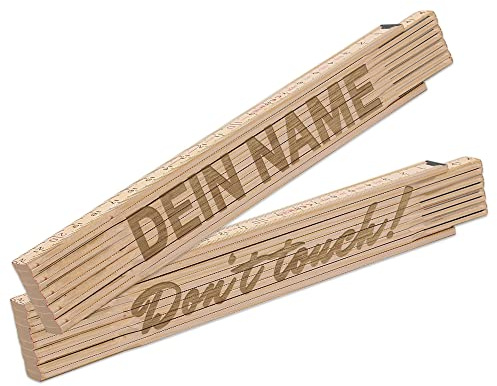 Zollstock mit Name - Meterstab mit Gravur/individuelles und persönliches Geschenk mit Wunschtext personalisiert/Laserbeschriftung (Natur)