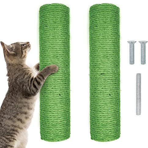 2er Pack Kratzsäule für Katzen Jute Seil Ersatzstamm für Kratzbaum 7cm Durchmesser Schrauben kratzbaume Ersatzteile Kratzbaum Ersatzteile Stamm Länge 30 cm Grün