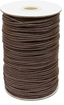 Realm Waxed Cord Cotton - Bracelets, Necklaces, Jewellery Thread, Shamballa Macrame (2mm Brown - 5m)