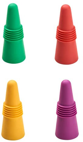 Lurch 211626 Flaschenstopfen 4er Set Party zum luftdichten Verschließen von Sekt-und Weinflaschen, Grape, Lemonade, Peppermint, wild Berry, schmal