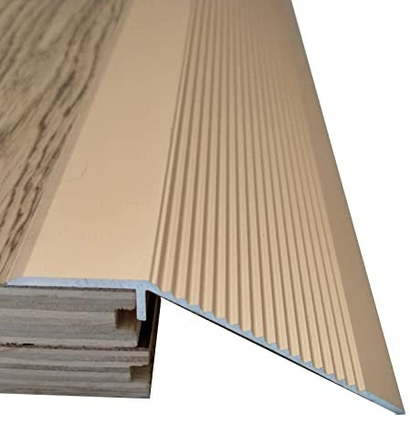 JLXJYS Übergangsprofil Abdeckleisten Aluminium-Bodenübergangsstreifen für Türschwelle/Bad, rutschfeste Einstiegsschwellenrampe, Schwellenreduzierer für Bodenbeläge (Color : Gold, Size : 95cm(37.4in))