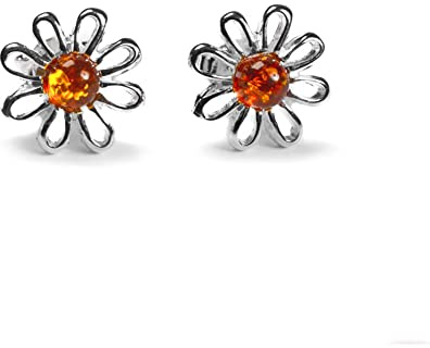 925 Sterling Silver and Natural Gemstone Daisy Flower Stud Earrings, Floral Jewellery, Flower Gift, Bridesmaid Jewellery