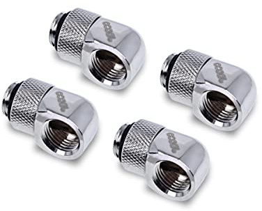 Alphacool 17616 Eiszapfen L-Verbinder drehbar G1/4 AG auf G1/4 IG - 4pcs Set Chrome Anschuss