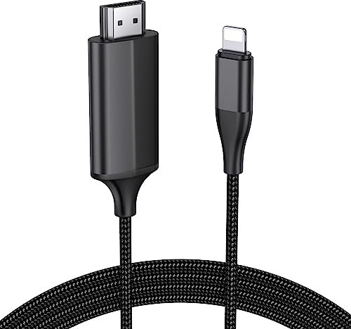 lulavenHDMI-Kabel für iPhone/Pad/Pod zu TV/Monitor/Projektor,4 m HDMI-Konverterkabel,Adapterkabel, Verbindungskabel kompatibel mit iPhone 14, 13, 12, 11,1080P HD, Plug and Play(Black)