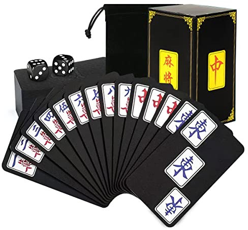 XiXiRan Mahjong Poker Karten, Mahjong Spielkartenset, Mahjong Pokerkarten Kunststoff, Wasserfeste Mahjong Spielkarten, Tragbares Mahjong-Spielset, Chinesisches Traditionelles Mahjong Spielkarten