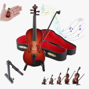 Modello di Violino in Miniatura Mini Violino Strumento Musicale in Legno di Violino Modello di Violino in Legno con Custodia Strumento Musicale Modello per Decorazione Della Casa Delle Bambole