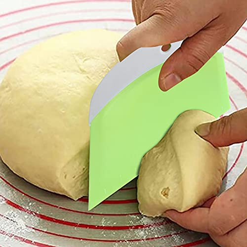 Grattoir à Pâte à Pain, 2 Pièces Grattoir à Pâtisserie en Plastique Grattoir à Crème Spatule pâte Cuisine Cuisson Pâtisserie Outil pour Gratter Pelle Hacher la Crème (74073-1 Vert)