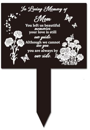 GLOBLELAND Memorial Remembrance Plaque Stake Acrylic Plaque Memorial Commemoratory Sign Garden Remembrance Decoration In Loving Memory of Mom