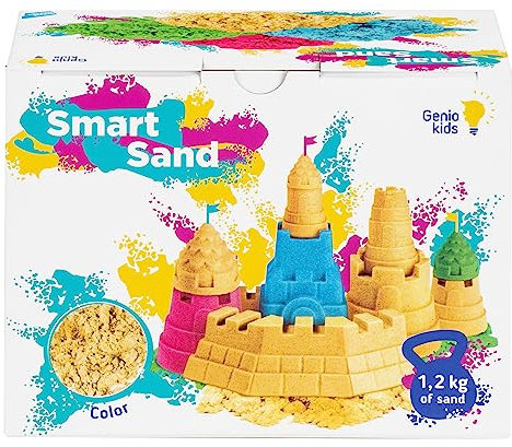 Genio Kids Magic Sand, 1,2 kg Knete Sand, Sandknete für Kinder, Magischer Sand Nachfüllpack, Modelliersand für Mädchen und Jungen (Natural)