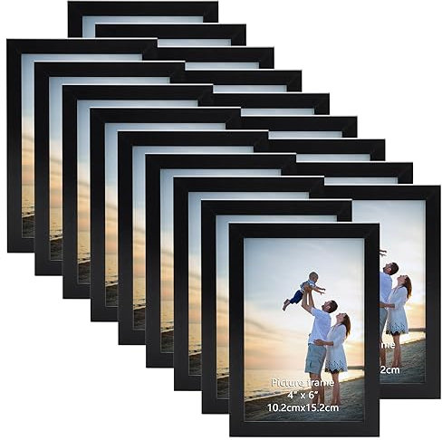 EYMPEU Bilderrahmen 10x15 CM 18er-Set, für Wand und Tisch, geeignet für den Einsatz in Büros und Wohnungen, Schwarz