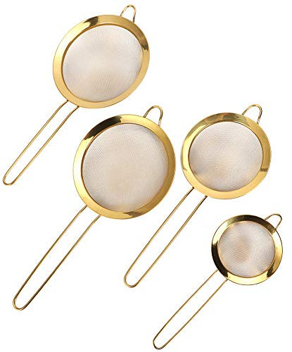 HOHXFYP 4 Tamices de Harina de Acero Inoxidable, Hoja con Acabado Espejo, Colador de Malla Fina con Pie, Colador de Malla para Refinar Jugos, Mantequilla, Leche Condensada