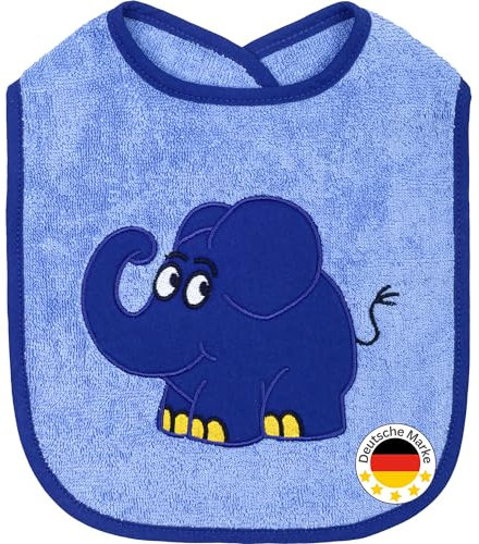 Smithy Lätzchen blauer Elefant | Kinderlätzchen | 0-24 Monate | Mädchen Junge | Baumwolle | Baby Erstausstattung | Die Maus