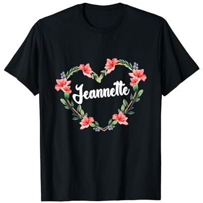 Jeannette Fleur Coeur Personnalisé Nom Jeannette T-Shirt