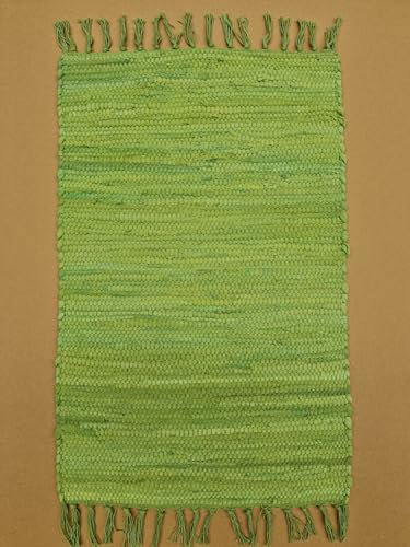 Kottig Fleckerlteppich Handweb Fleckerl Teppich Garmisch Uni 9 Farben 40x60 cm Flicken Teppich (Grün)