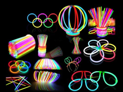 PEKMAR 224 Stück Knicklichter Set, Neon Leuchtstäbe Pack, Kinder Leuchtarmbänder, Leuchtstäbe mit Steckverbindern, Armbänder, Halsketten, Gläser für deko Partyzubehör, Halloween, Festival