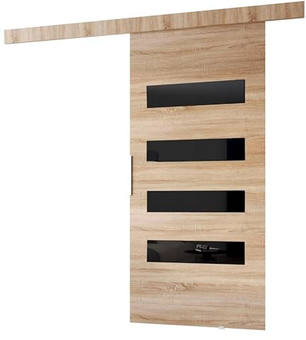 MINIO go for it - Schiebetür Komplettset CLEAN F Schiebetüren 86 cm Breit | Wandmontage, Schiebetürsystem, Zimmertüren - Sonoma Eiche