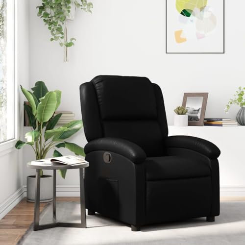 Homgoday Relaxsessel Fernsehsessel Sessel mit Liegefunktion Ruhesessel Polstersessel Verstellbare Rückenlehne Liegesessel Lesesessel Loungesessel für Wohnzimmer Schwarz Kunstleder