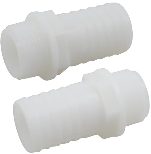 AERZETIX - Juego de 2 Racores Macho Acanalado Recto 1'' x Ø32mm para Atornillar - Rosca Exterior - Adaptador Conector Sistema Circuito de Irrigación Riego - en Poliamida - Color Blanco