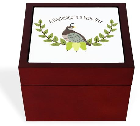 CafePress Partridge in Pear Tree Memory Keepsake Jewelry Box, 5x5x3.75