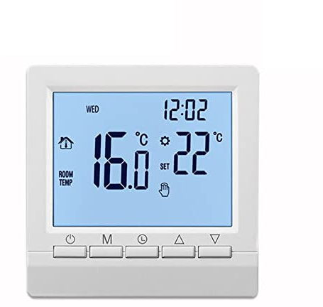 ChicBosomn Digital Room Thermostat, Programmable LCD Touch Screen, White, Wired, Classic Style, HVAC Control Thermostat