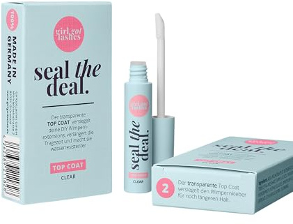 GirlGotLashes Seal the Deal Top Coat Clear 4ml – Wimpernkleber Versiegler, Made in Germany, wasserresistent, kein klebriges Gefühl, dermatologisch getestet