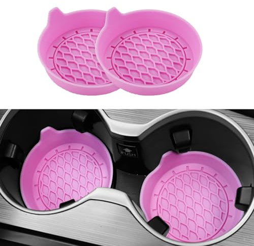 2PCS Car Coasters Silicone Cup Coasters/Cup Mats, Pink