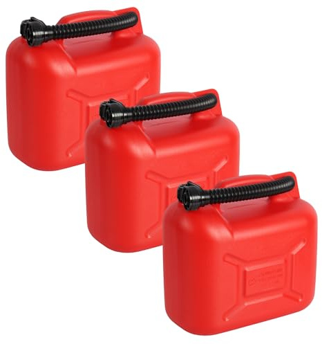 Jolie Max (Pack of 3) 10L Plastic Fuel Tank Cans – Durable Jerry Cans for Petrol, Diesel, and Oil Storage with Handles & Flexible Pouring Spouts, UN Certified (UN 3H1/Y0.9/150)