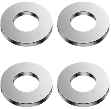 Brida dividida de pared, 2 piezas de acero inoxidable redondo de placa de escudo para cocina y baño, placa de grifo de fontanería para tubería de 28 mm de diámetro (plateado)