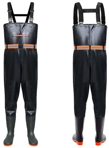 Wathose Herren Damen,Wathose Anglerhose mit Stiefel,Angelhose für Erwachsene mit Stiefel,Atmungsaktive Wasserdicht Watthosen für Sport Angelliebhaber, Angeln, Wassersport, Outdoor Aktivitäten
