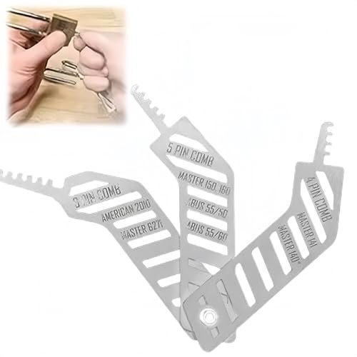 Dietrich-Set, Lockpicking-Set, Kamm-Loc/K-Picker, Loc/k Vorhängeschloss S/e/t, C/omb Zähne Pi/ck Set, P/ick Kämme, tragbar, Metallzahn-Werkzeuge, 3-in-1 Lo/ck Picking Training SE/T, Edelstahl L/ock