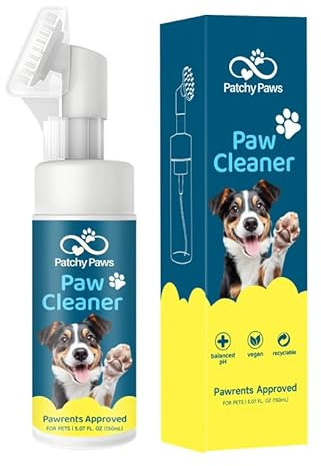 PATCHY PAWS Waterless No Rinse Paw Cleaner for Dogs and Cats, Cucumber Fresh, Vegan, pH Balanced, Hypoallergenic, Quick & Easy Gentle Grooming Foam For Dirty Paws, Travel, Home, & Daily Use