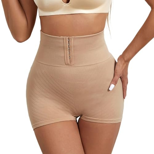 Short Gainant Femme Ventre Plat Gaine Amincissante Robe Qui Cache Le Slip Coton Culottes Sculptantes Culotte Post Accouchement String Longue Gainante Invisible Haute Beige M