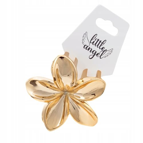 Glänzende Haarspange in Blütenform – elegante silberne Haarklammer für Damen | stylisches Haaraccessoire für Alltag, Hochzeit, Party oder Bürofrisuren (Gold)