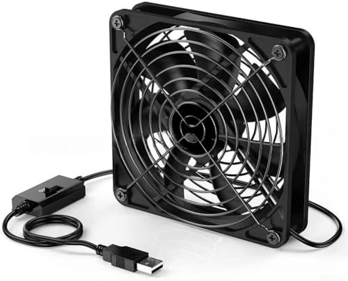 Ventilador digital USB con indicador de temperatura, 3 velocidades, 5 V, para router, PC, ordenador, funcionamiento silencioso (120 mm)