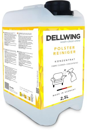 Dellwing Limpiador de tapicerías concentrado 2.5 l, limpiador para sofás, alfombras, asientos de coche y colchones, apto para aspiradoras de agua o limpieza manual, fabricado en Alemania