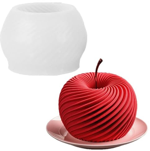 JAHEMU Molde de Manzana Navideña 3D en Silicona, Molde para Chocolate, Galletas, Mousse y Tarta, Decoraciones Navideñas, Moldes Navideños de Manzana, Celebración de Navidad