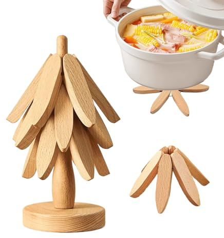 Dessous De Plat Arbre | sous-Verres Pliables Naturels,Décoration De Table Dessous-De-Plat Sapin De Noël,pour Plan de Travail Casseroles Poêles Bol Théière Assiette Table à Manger Maison de