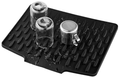 GEFU DRIO - Alfombrilla de silicona para escurrir platos, fregadero, antideslizante, con drenaje de agua, resistente al calor hasta 230 °C, 40 x 33 cm
