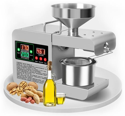 SOTIKARERY 820W Olio Pressa AutomaticaArachidi,Frantoio per Olio D'Oliva,Frantoio per Olio Commerciale 110V in Acciaio Inox,per Soia, Colza, Noci, Sesamo, Mandorle,Temperatura Regolabile 50-300 Gradi