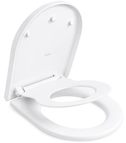 DADÉO Abattant WC familial 2-en-1 avec Réducteur Magnétique pour Enfant, Fermeture Douce et Fixations Ajustables, Retrait Rapide (Forme D)