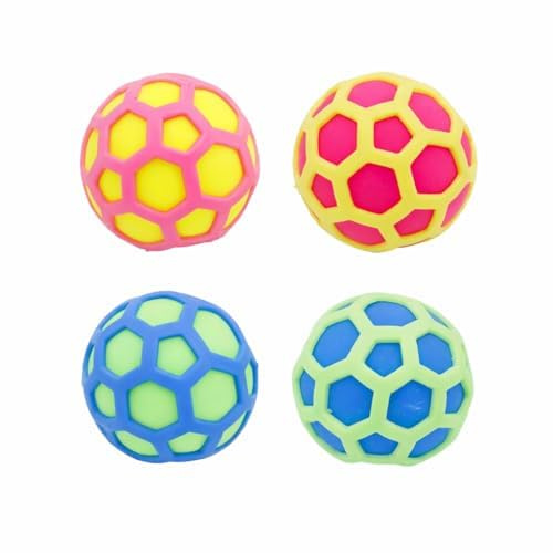 USTASS Pack de 4 Balles Anti-Stress Météorite 6,5 cm – Lot de 4 Couleurs Assorties, Jouets Sensoriels Souples pour Enfants et Adultes, Sensation Relaxante et Agréable