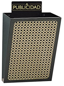 Arregui E2303 Cesta de Publicidad de Acero | 7,5 L | 30,5 x 22 x 19 cm | Cuerpo negro y Rejilla de color ocre